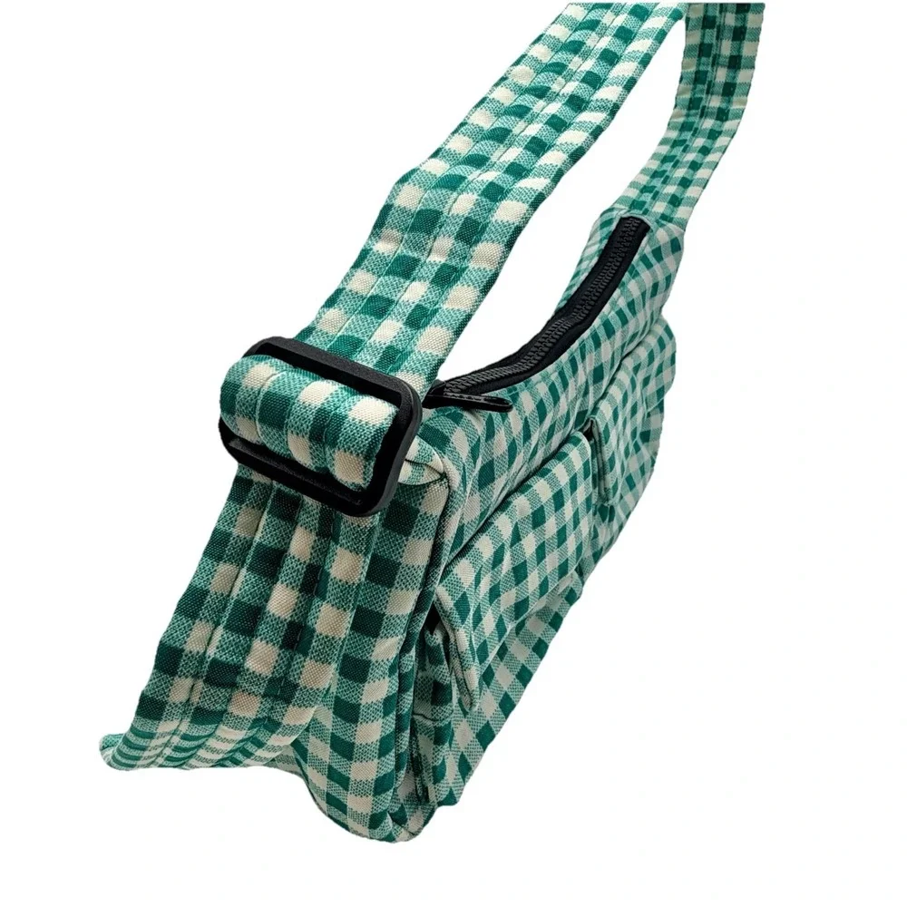 Baggu Nylon Shoulder Bag Green White Gingham